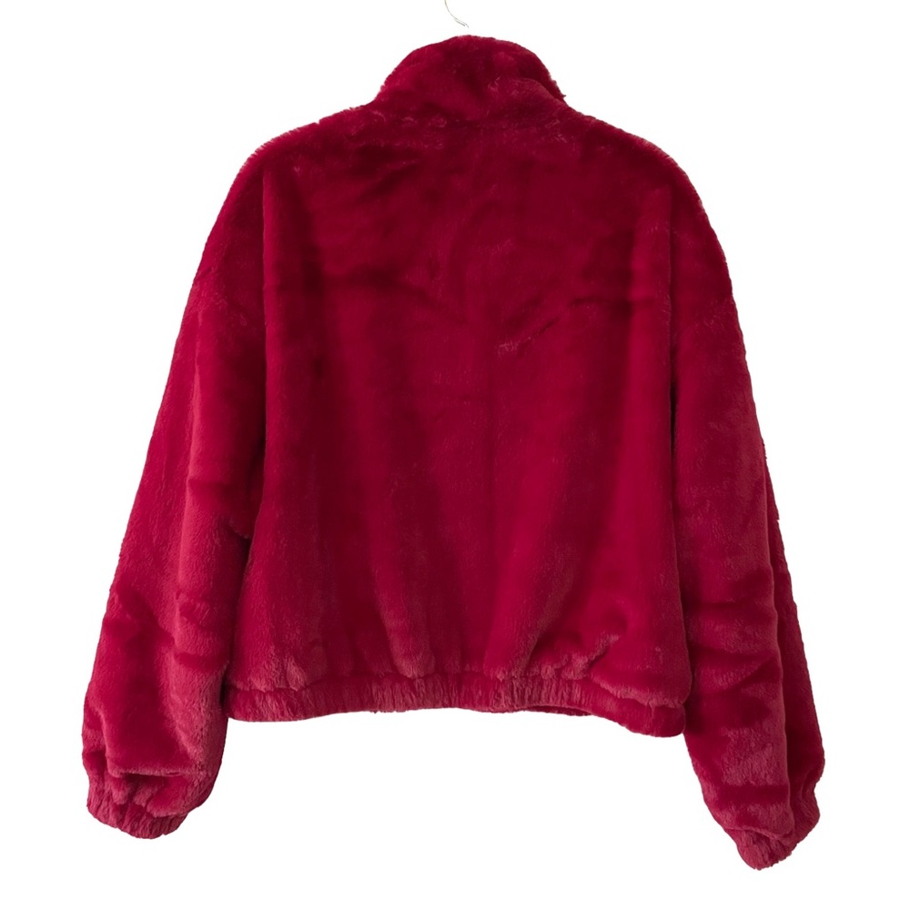 Nordstrom BP Silky Faux Fur Jacket Lined Raspberry NWT - Picture 8 of 12